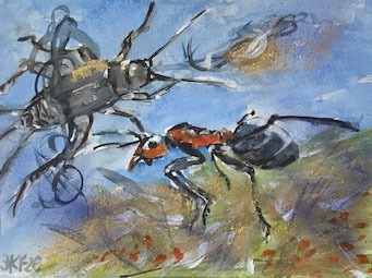 Buch-1-Fabel-1-Die-Grille-und-die-Ameise-Aquarell-MT-2026-30x40-cm