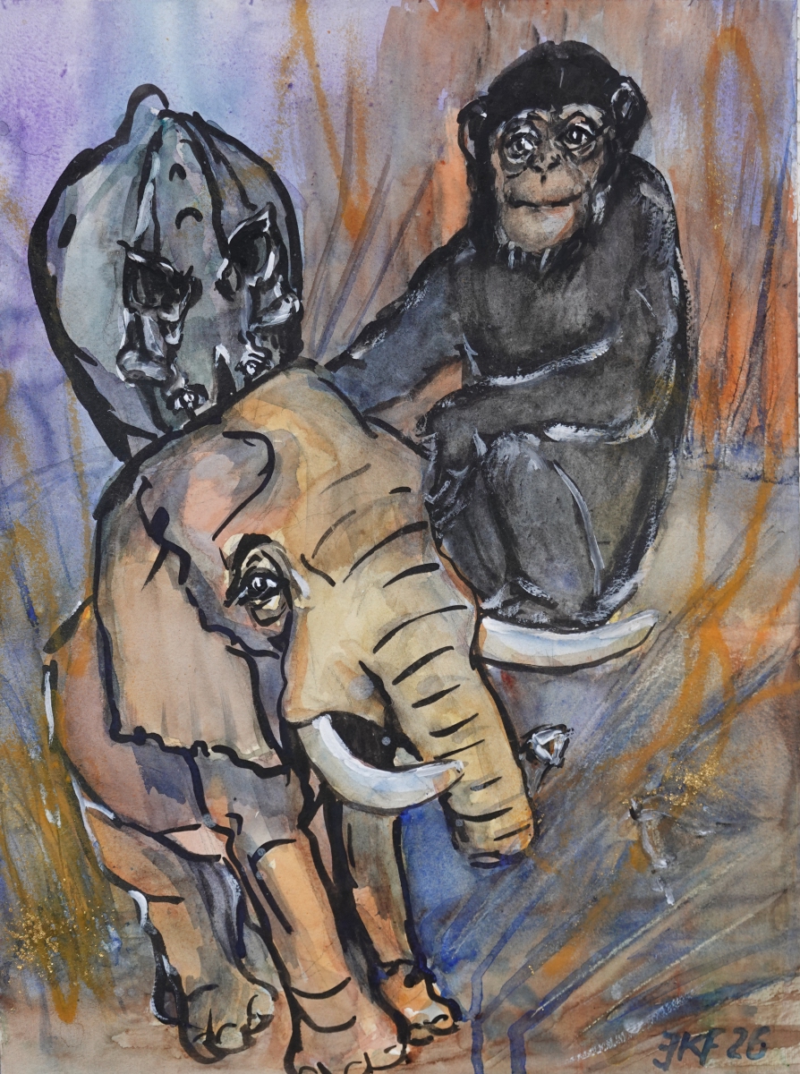 Buch 12 Fabel 21 Der Elefant und der Affe des Jupiters