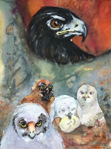 Buch-5-Fabel-18-Adler-und-Eule-Aquarell-MT-2026-36x48-cm
