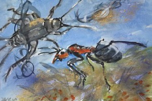 Buch-1-Fabel-1-Die-Grille-und-die-Ameise-Aquarell-MT-2026-30x40-cm