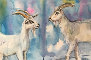 Buch-12-Fabel-4-Die-beiden-Ziegen-Aquarell-2026-36x48-cm