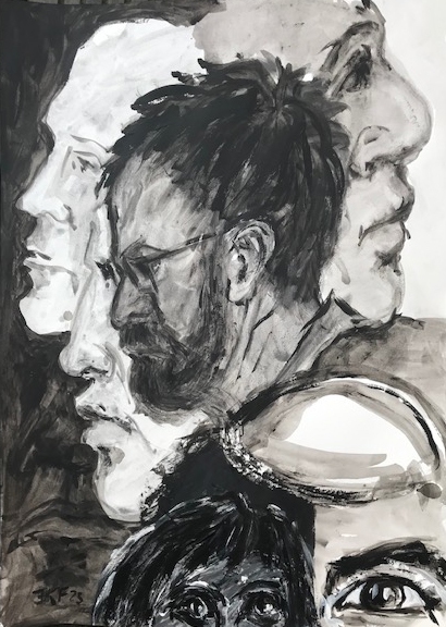 Blicke-nach-allen-Seiten-Graphit-Aquarell-36x48-cm-2025