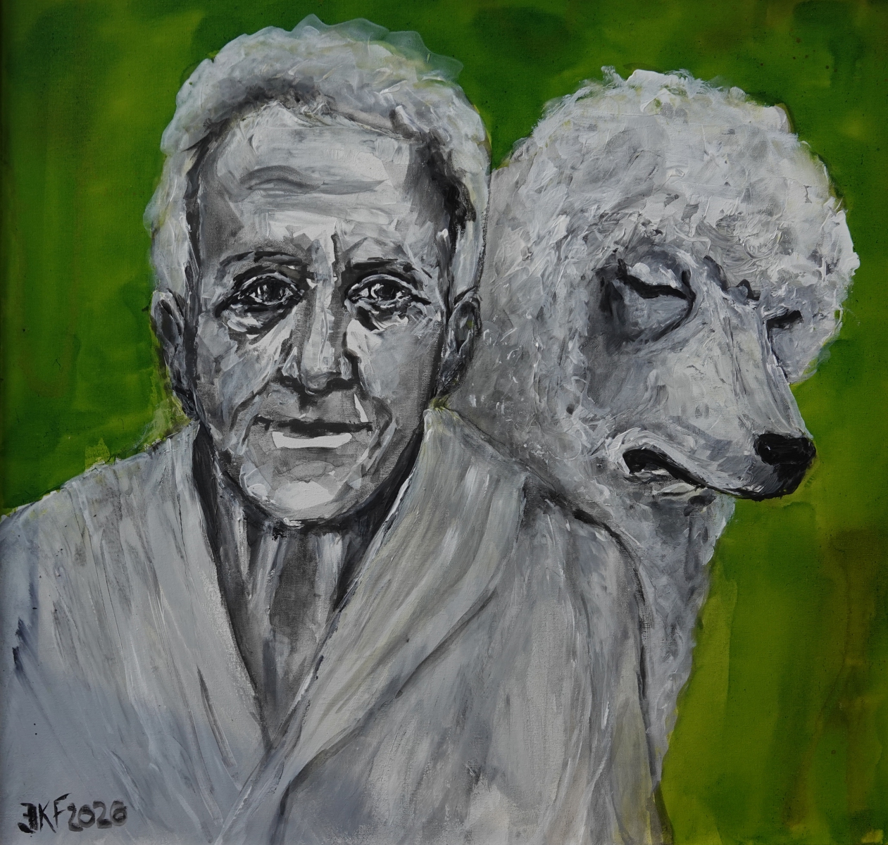 Gertrude-S.-mit-Begleiter-Farbtusche-Acryl-auf-Leinwand-50x50-cm-2026