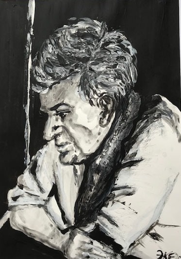 Nachdenken-Graphit-Aquarell-2025-36x48-cm
