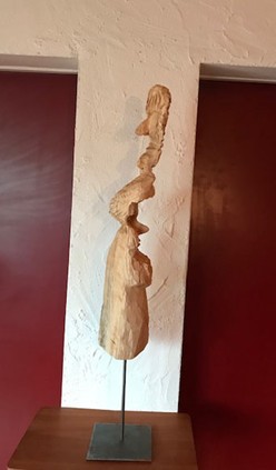 Doppelfigur Holz 82 cm seitliche Ansicht 2024