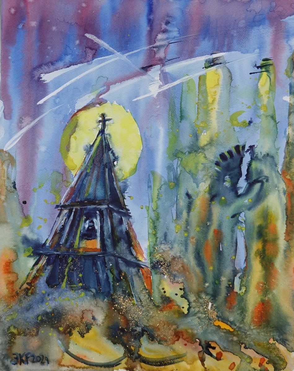 Himmelszeichen – Aquarell 40x50 cm 2024
