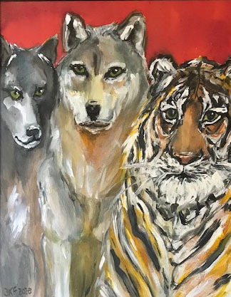 Tugenden-Mut-Wachsamkeit-Staerke-Tusche-Acryl-auf-Leinwand-2026-30x40-cm