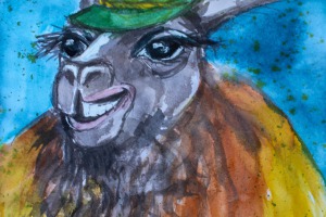 Lama mit grünem Hut