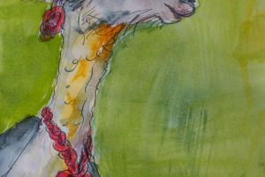 Elegant mit rotem Hut