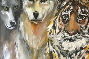 Tugenden-Mut-Wachsamkeit-Staerke-Tusche-Acryl-auf-Leinwand-2026-30x40-cm