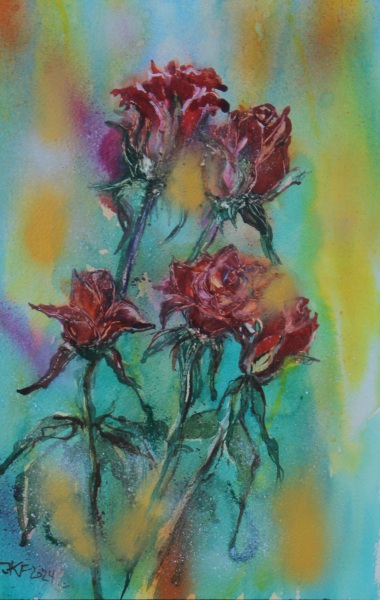 Rot organge türkisgrün