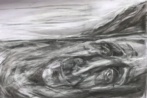 Gesicht-einer-Landschaft-Kohle-2025-50x70-cm